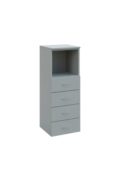 N 3 - 44ZN kancelářská skříň, 4-zásuvková/nika, 1100x400x400, šedá